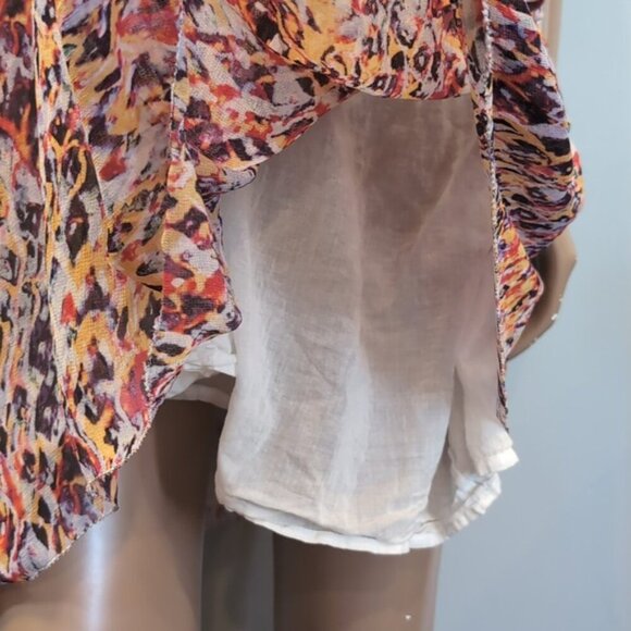 Iro Plum Sleeveless Mini Dress Watercolor Flowy Drawstring Vneck US Size 10 - Picture 8 of 16